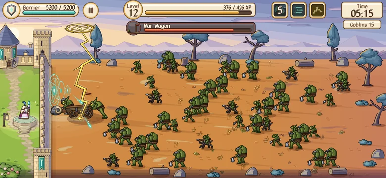The War Wagon, a goblin boss, rolls up to the wall with its army